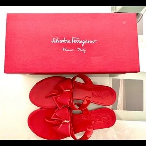 Salvatore Ferragamo Red Bali Jelly Sandals w/ Box